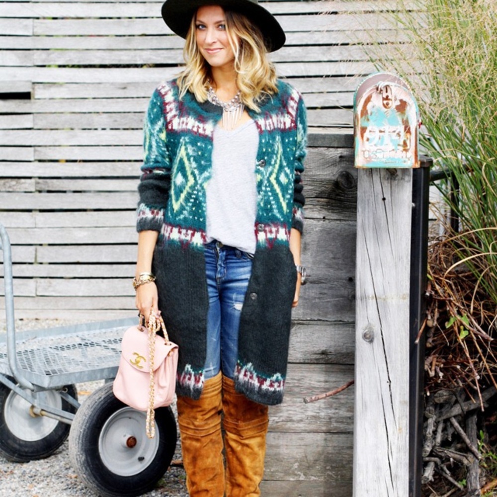 Free People Frosted Fair Isle Cardigan size small