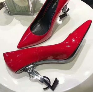 YSL YVES SAINT LAURENT RED YSL LOGO HEEL