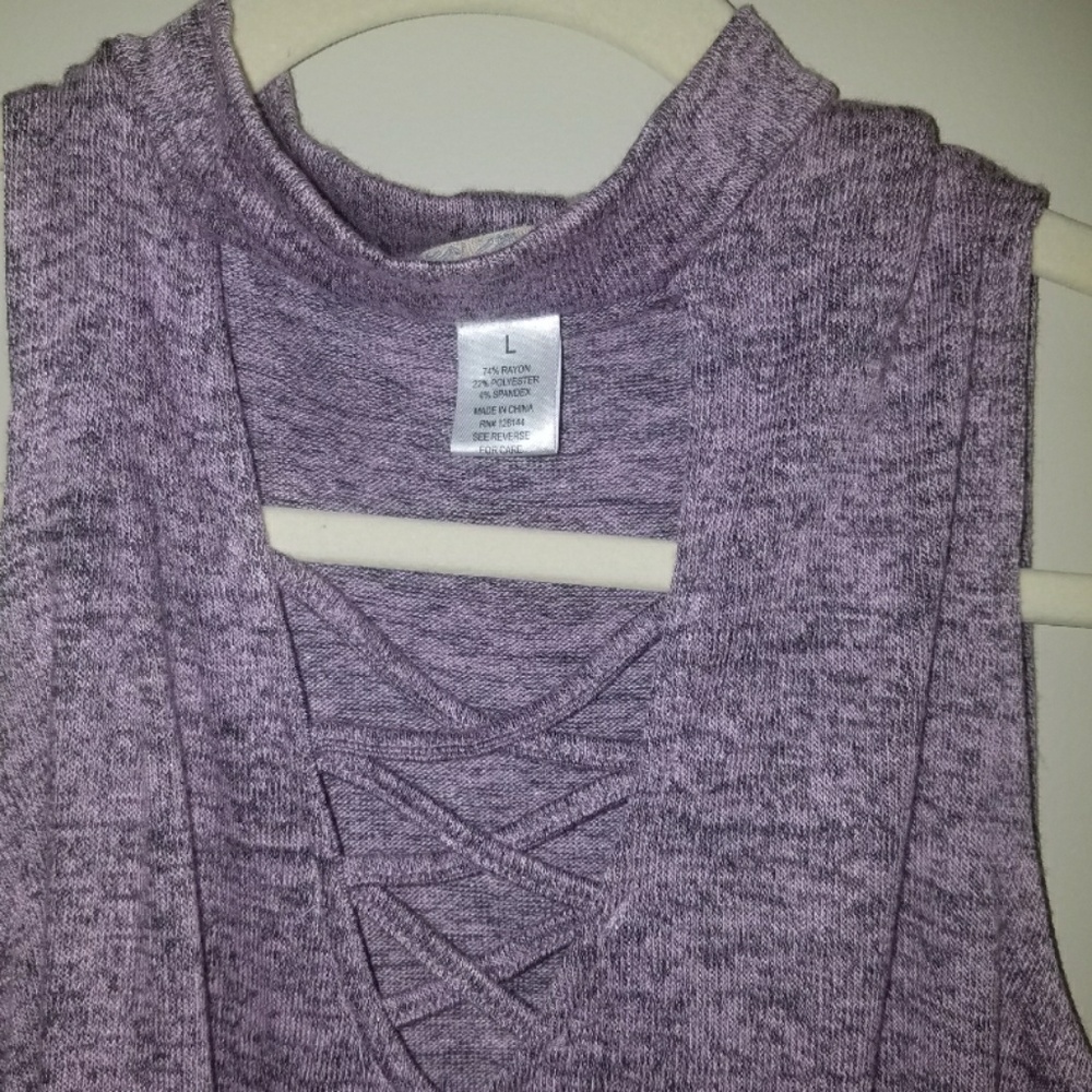 L Purple Tank with choker neck - Picture 2 of 2