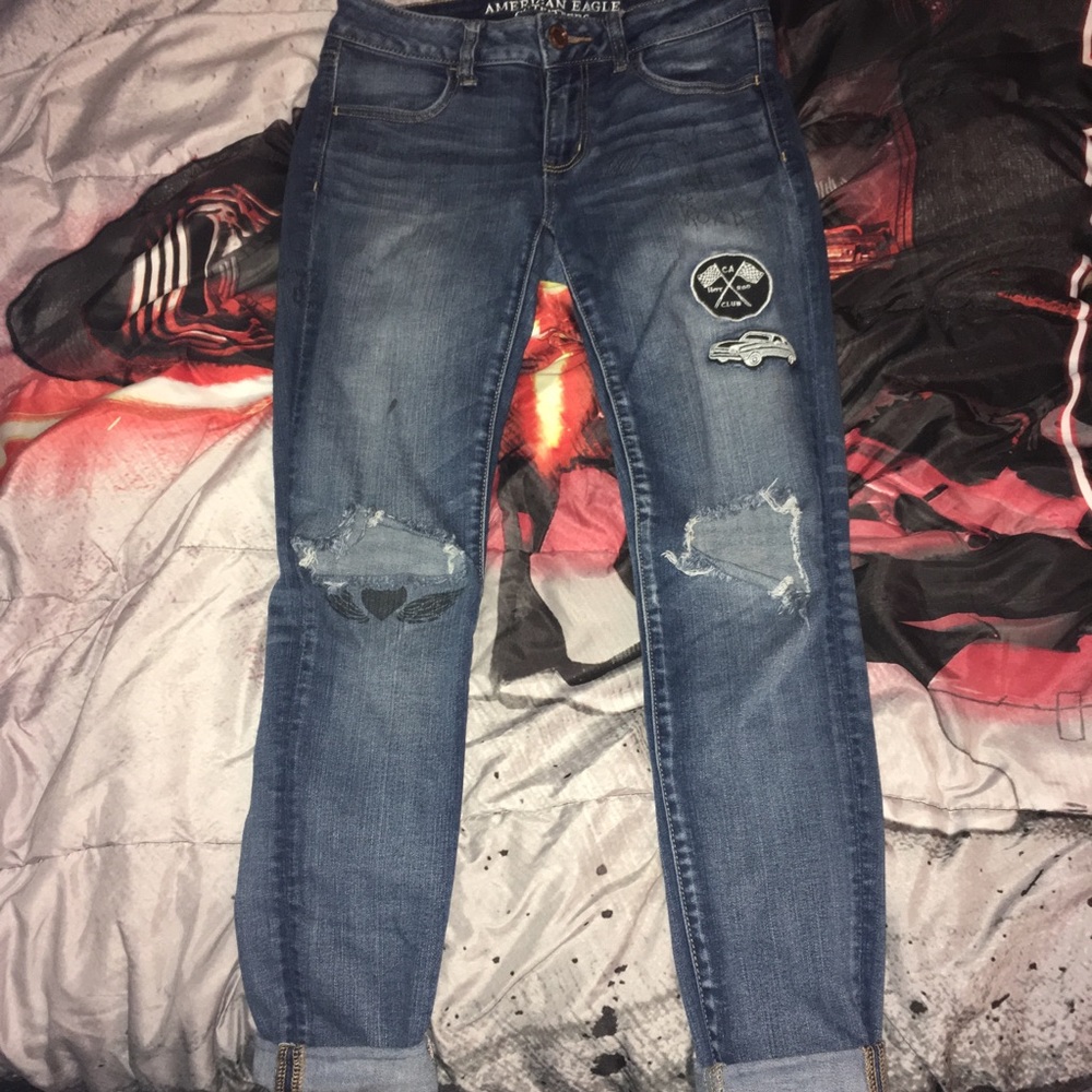 American Eagle graphic jeggings