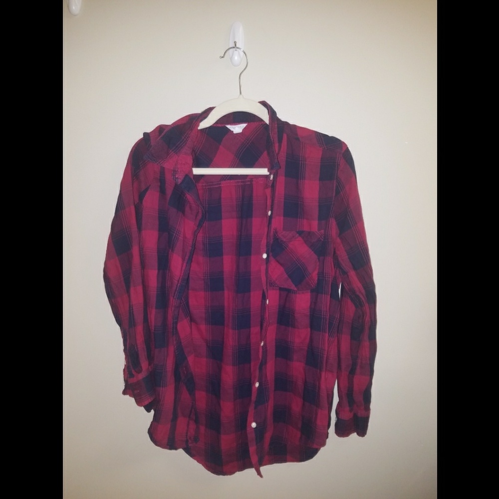 M Women's Navy and Red Flannel