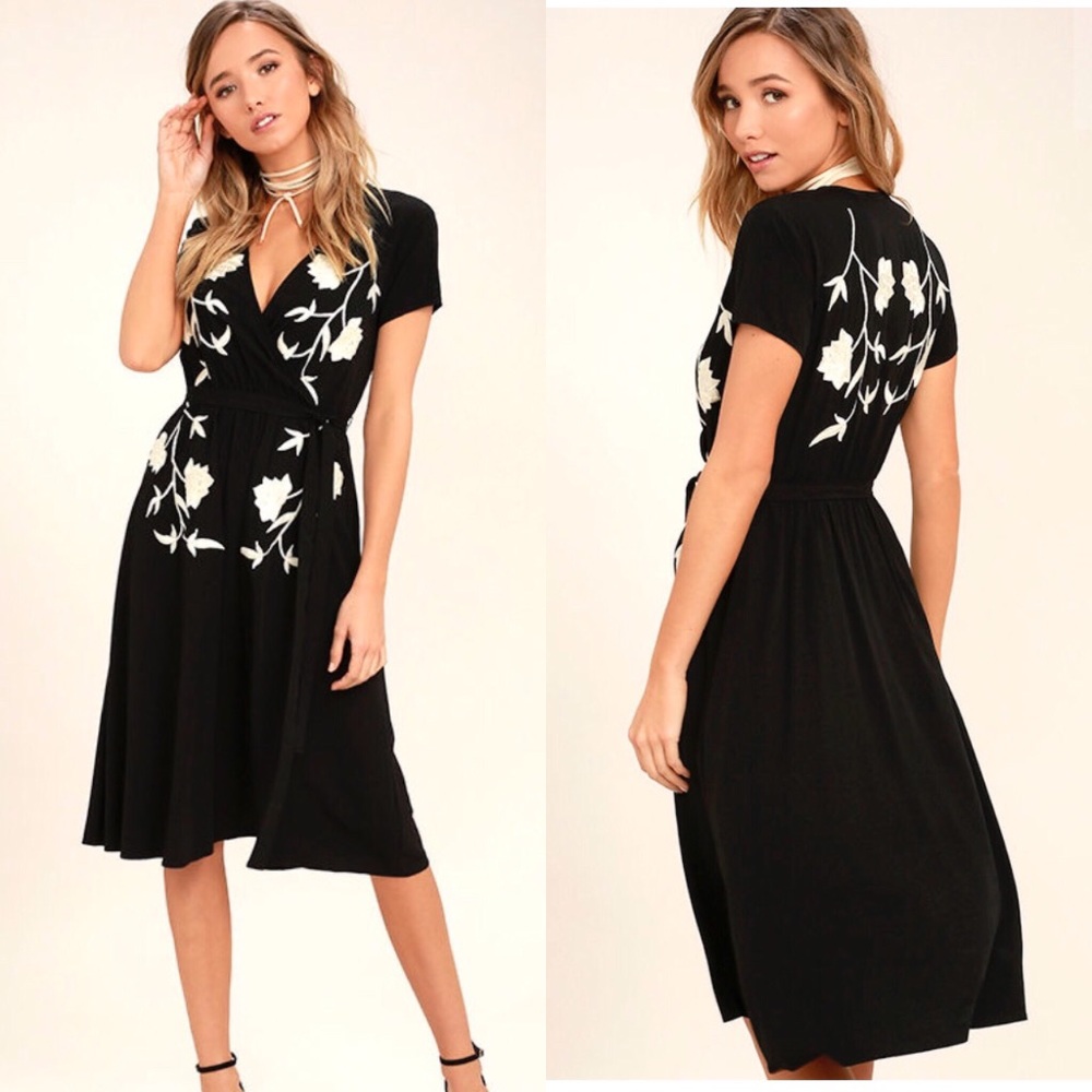 Lulu’s Embroidered Floral Wrap Dress