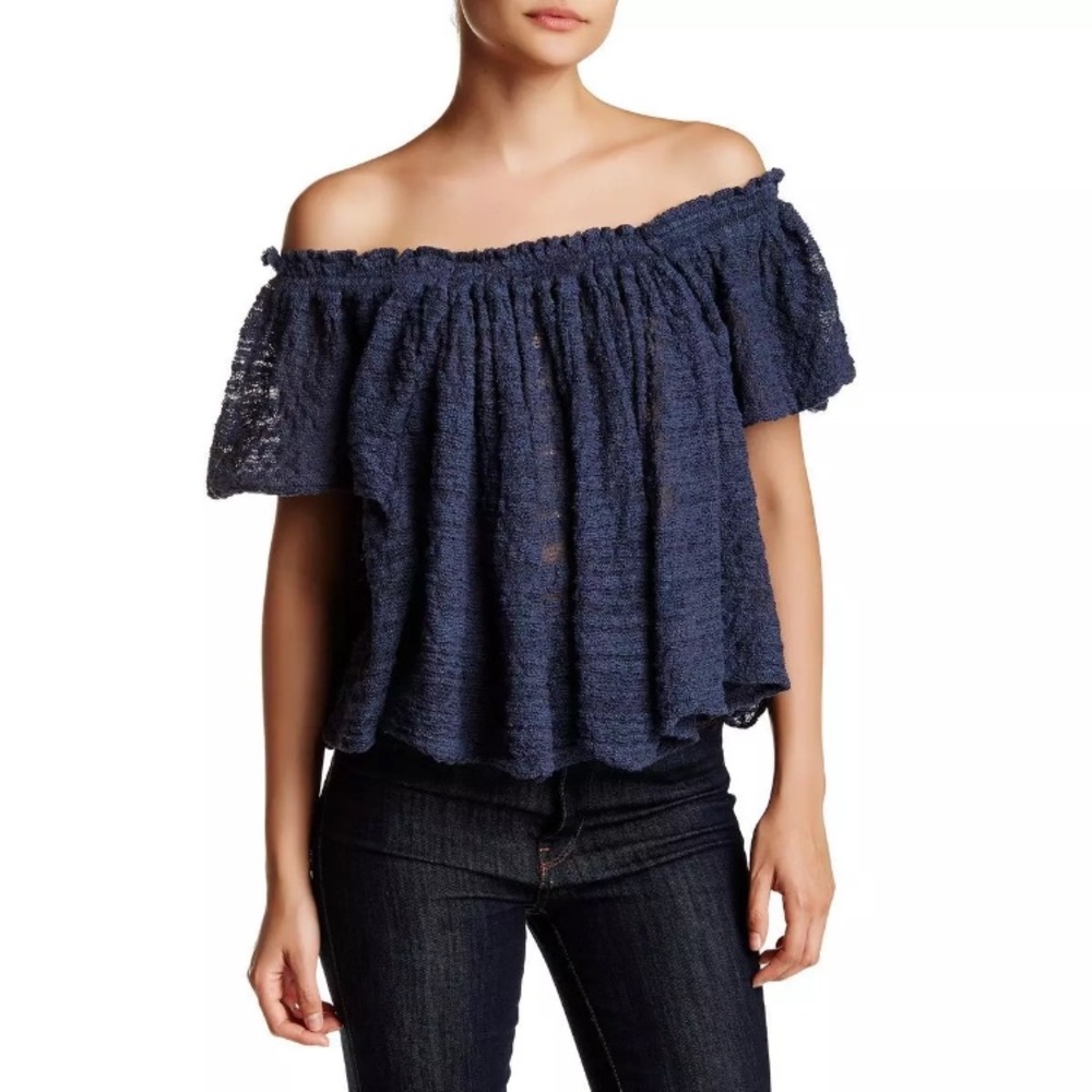 NEW- Free People off the shoulder blue top