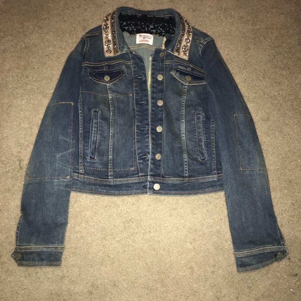 Adorable bedazzled jean jacket!
