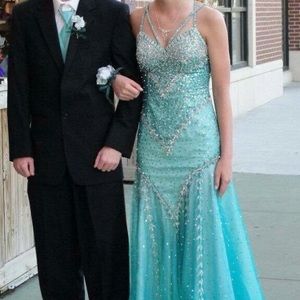 Light blue Jeweled Prom Dress Size 6