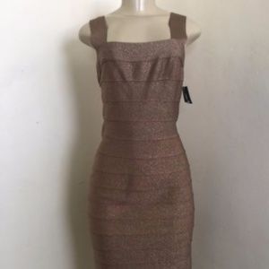 Carmen Marc Valvo S Dress Hazelnut Copper Metallic