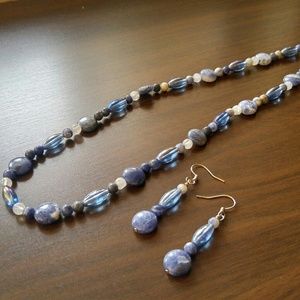 Blue Sodalight and Moonstone Jewelry Set