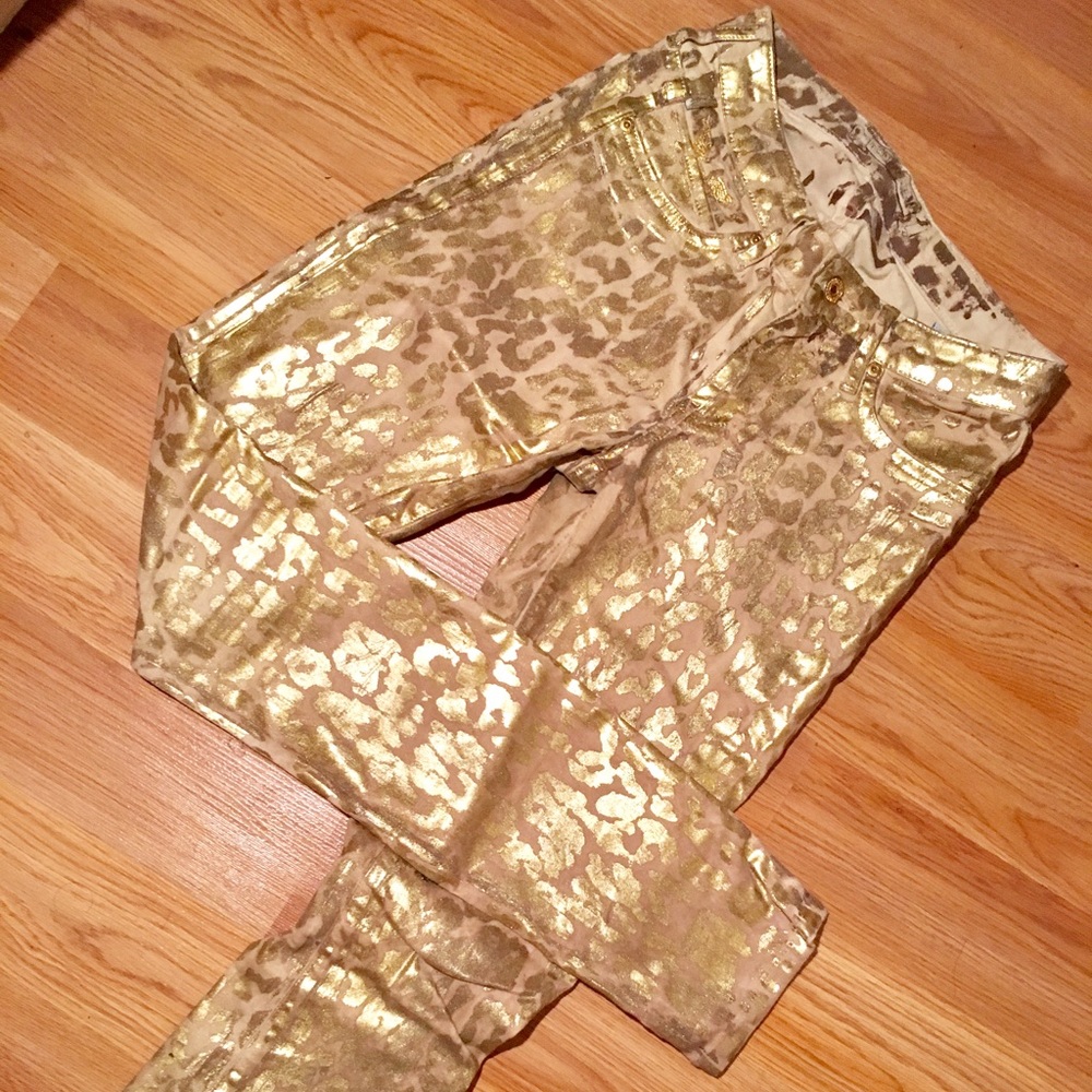 Gold Cheetah Print Women Robin Jeans