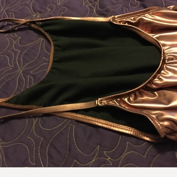 Metallic Bronze high cut one piece swim suit. SOLD - Picture 8 of 8