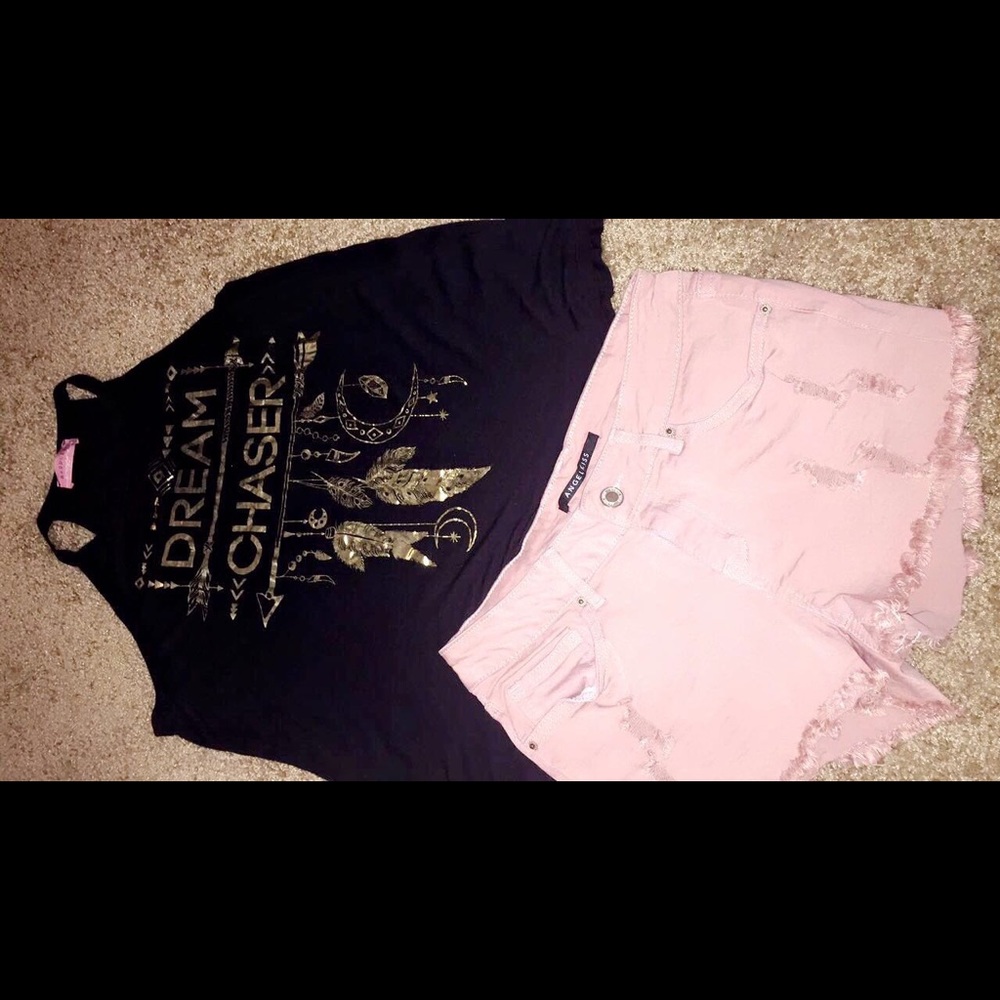 Rose gold type jeans shorts