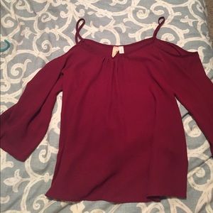 Red open shoulder top