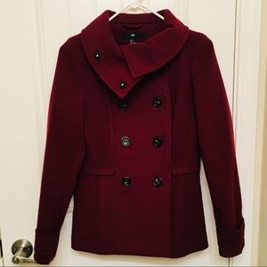 H&M Burgundy Peacoat