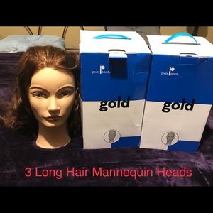 3 Long Hair Mannequin Heads