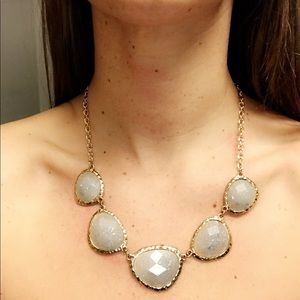 Beautiful Elegant Gold & Gray Stone Necklace
