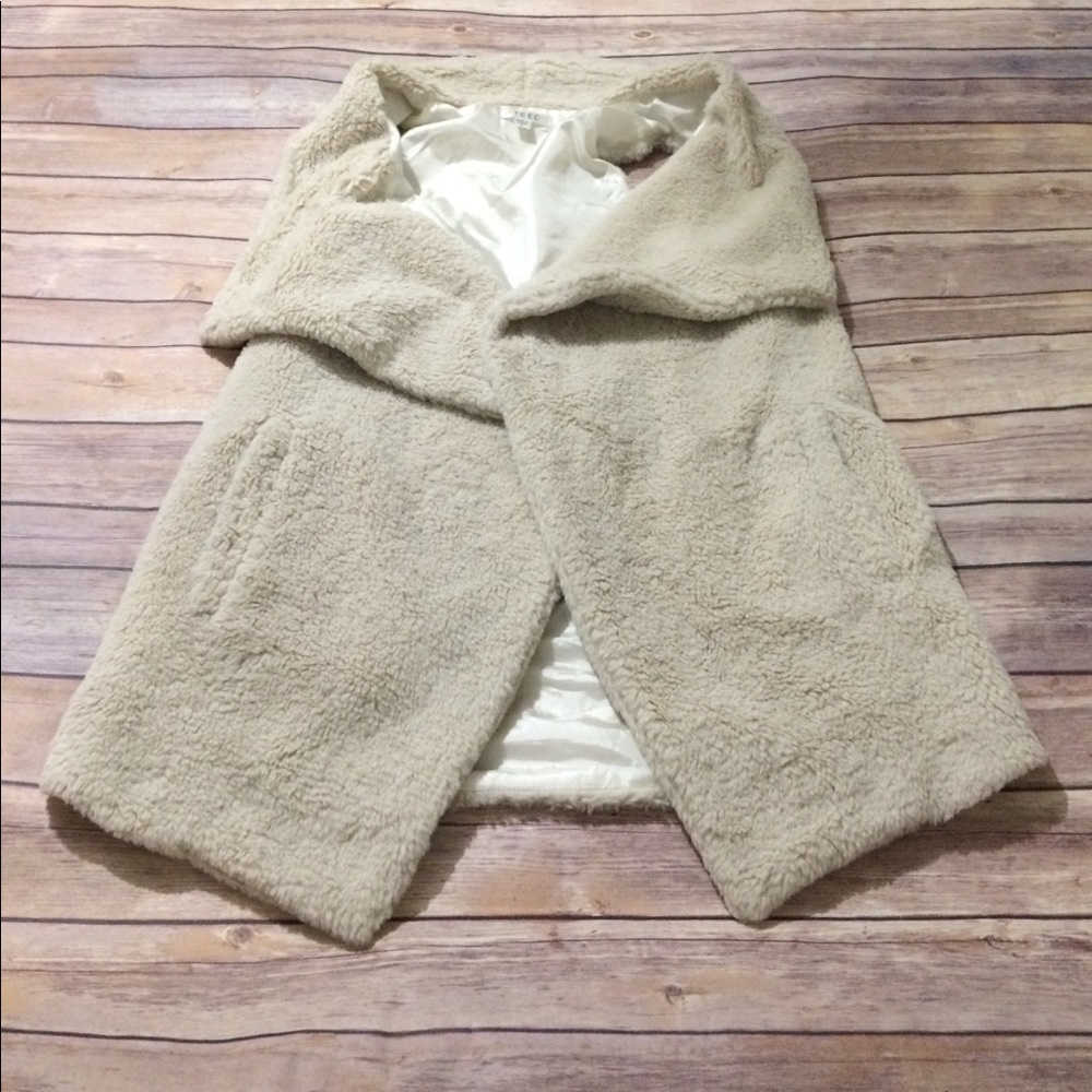 TCEC FAUX Sheerling Open Front Vest