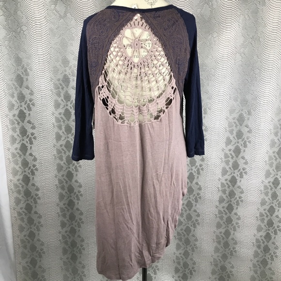 Free people purple crochet back detail tunic - Picture 1 of 7