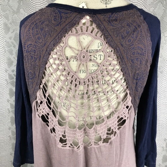 Free people purple crochet back detail tunic - Picture 4 of 7