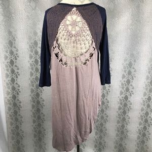Free people purple crochet back detail tunic