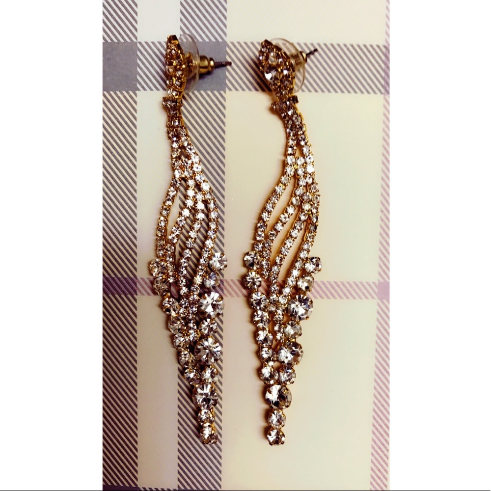 Elegant Gold & Faux Diamond Fashion Earrings