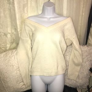 White Off The Shoulder Sweater