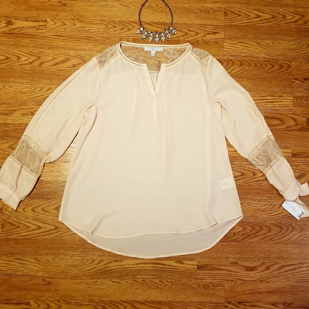 Fever Pale Pink Semi Sheer Long Sleeved Top