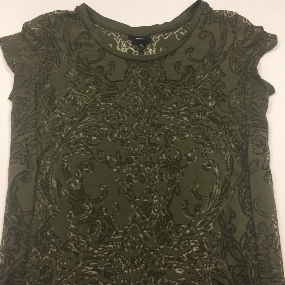 Olive Green Sheer Designed Top