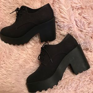 Black Laced Up Platform Shoes