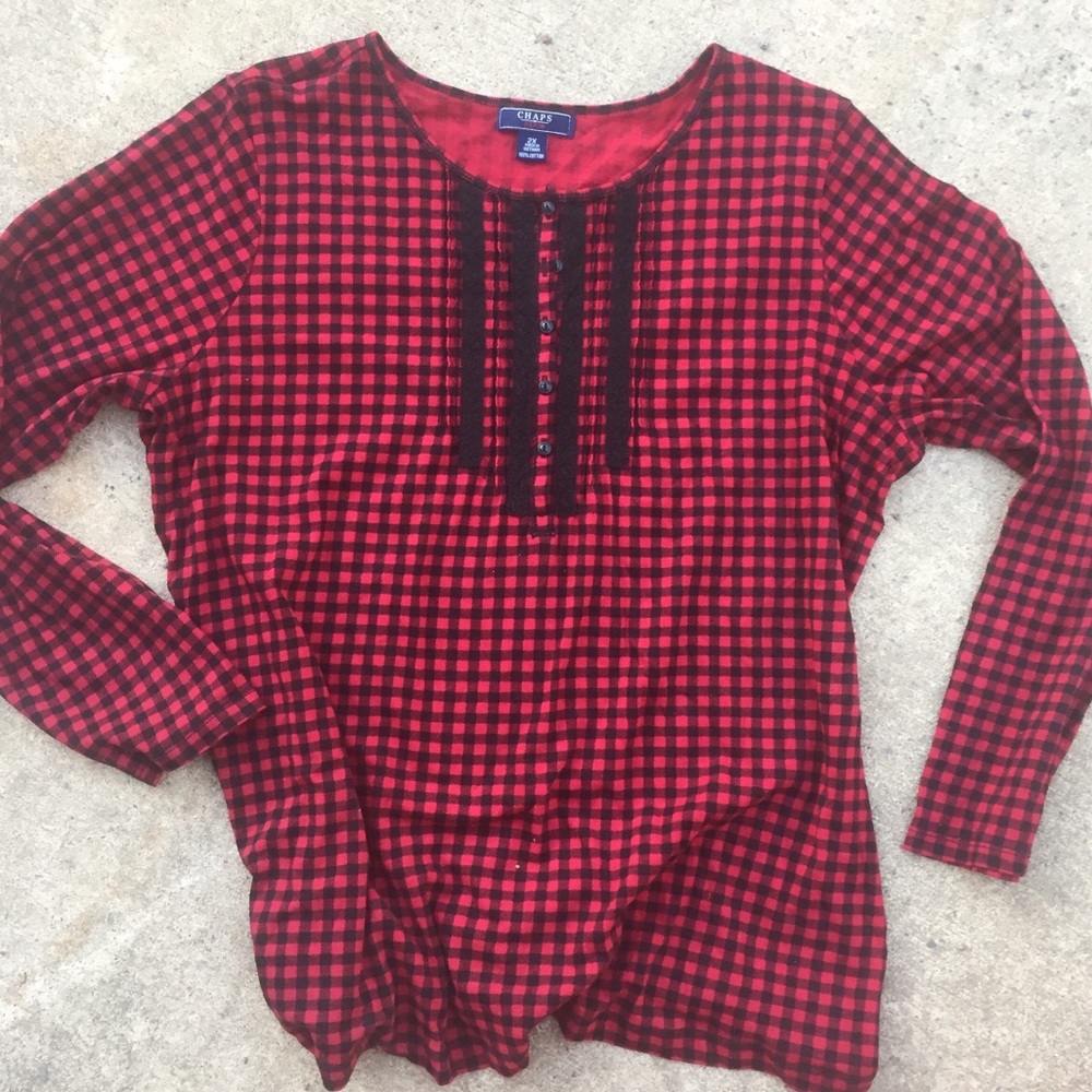 Plaid Chaps Red Black Top Sz 2X