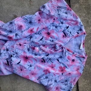 White & Pink Flowing Top Alfred Dunnar Sz 22W