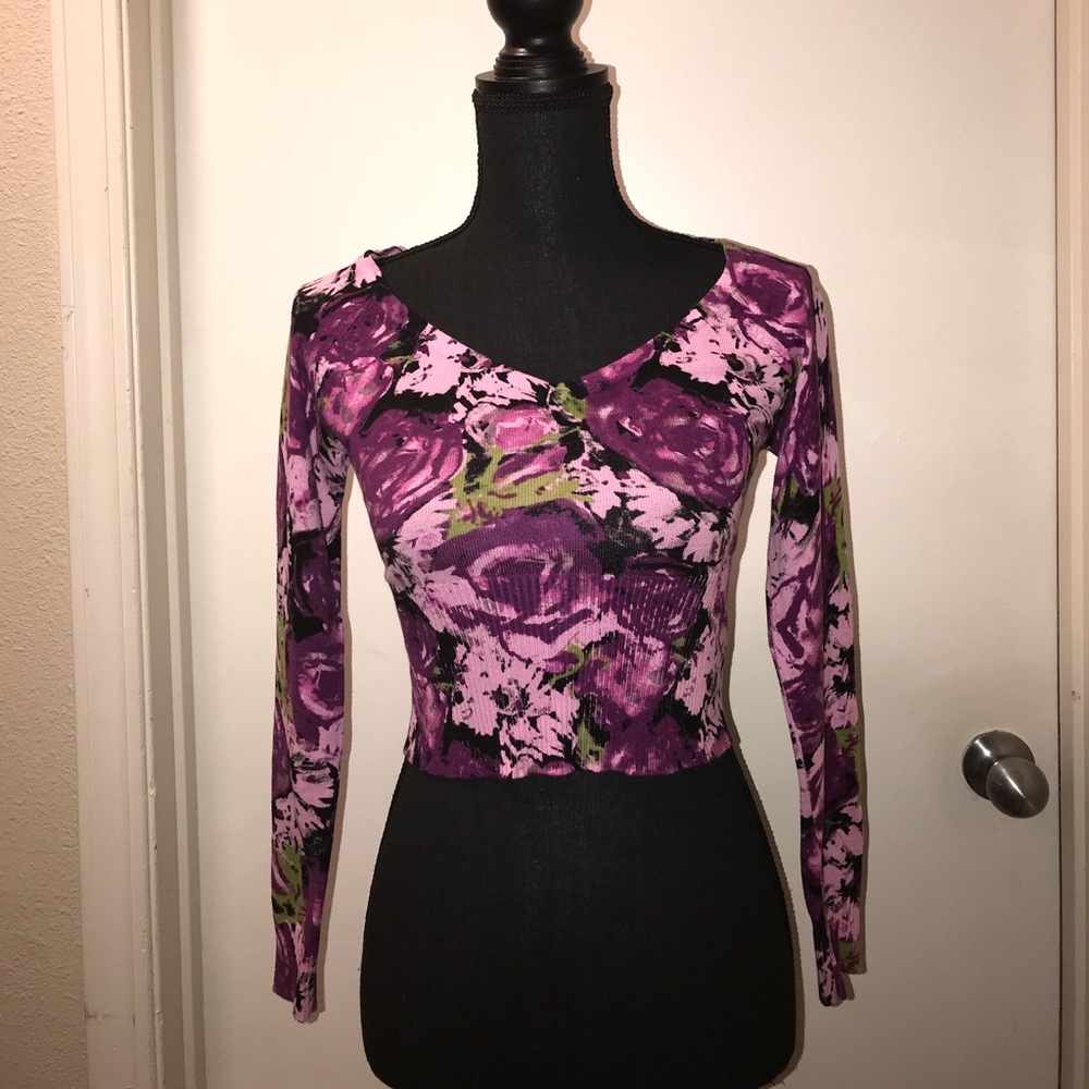 Floral Crop Sweater by Forever 21