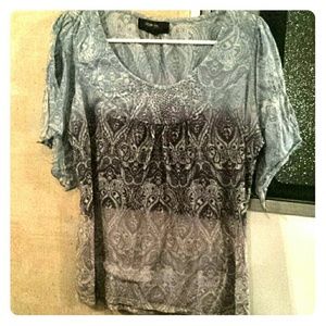 Style&Co Blue, Navy, Gray sequined Flare Blouse