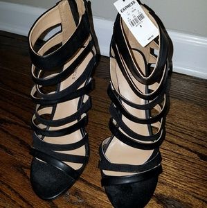black express strapy wedges shoes