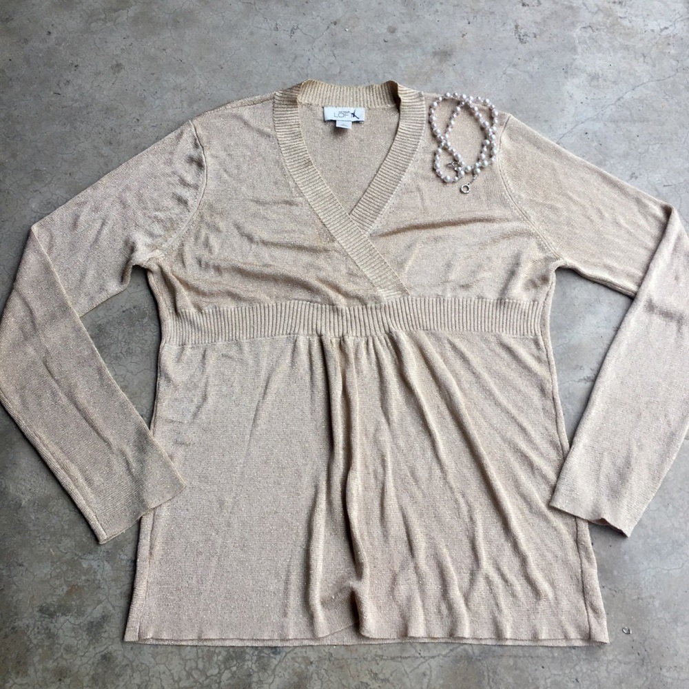 Gold Stretch Sweater by Loft Ann Taylor Sz L