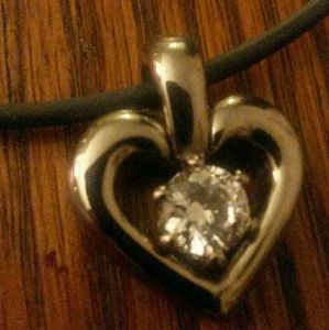 Titanium Heart CZ Necklace *EUC * Worn Twice