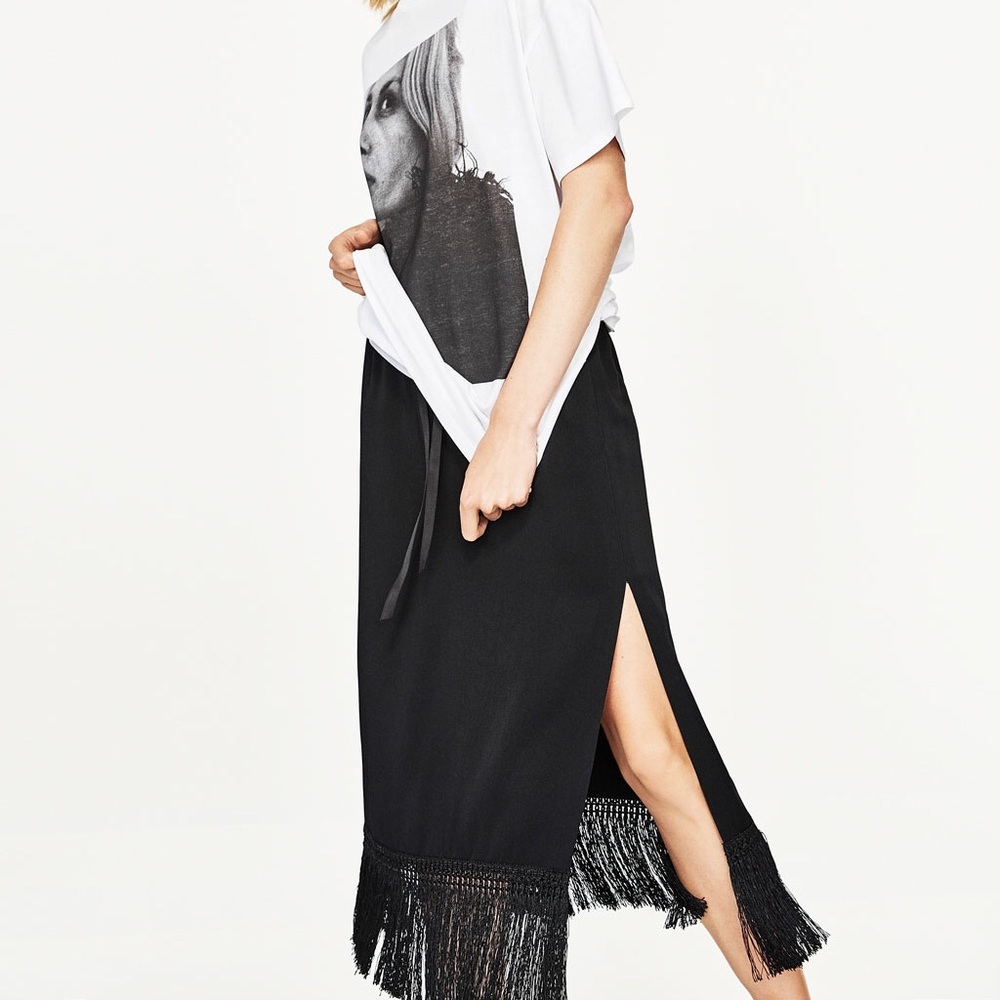 Zara Fringed Hem Skirt