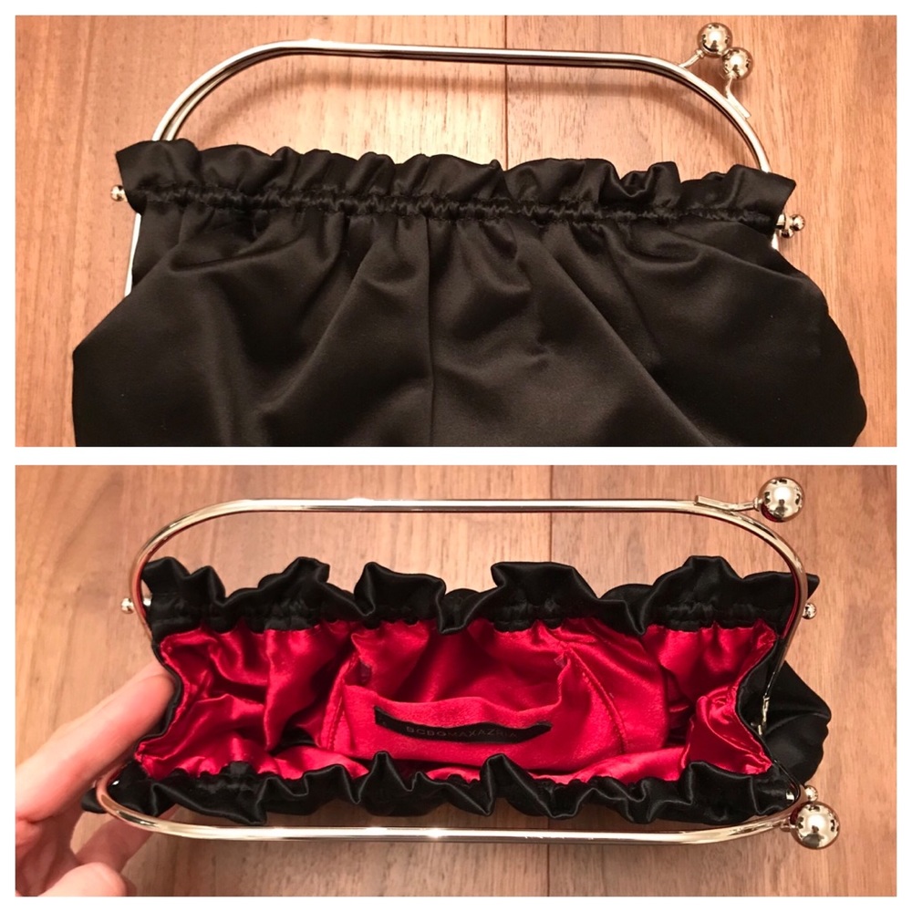 Adorable BCBG satin clutch