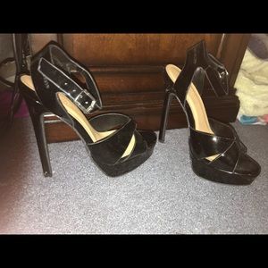 Black strap heels