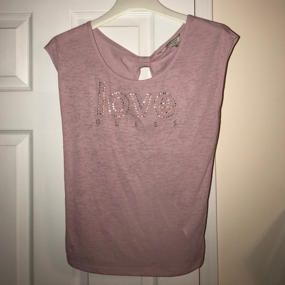 Guess rhinestone open backed tee