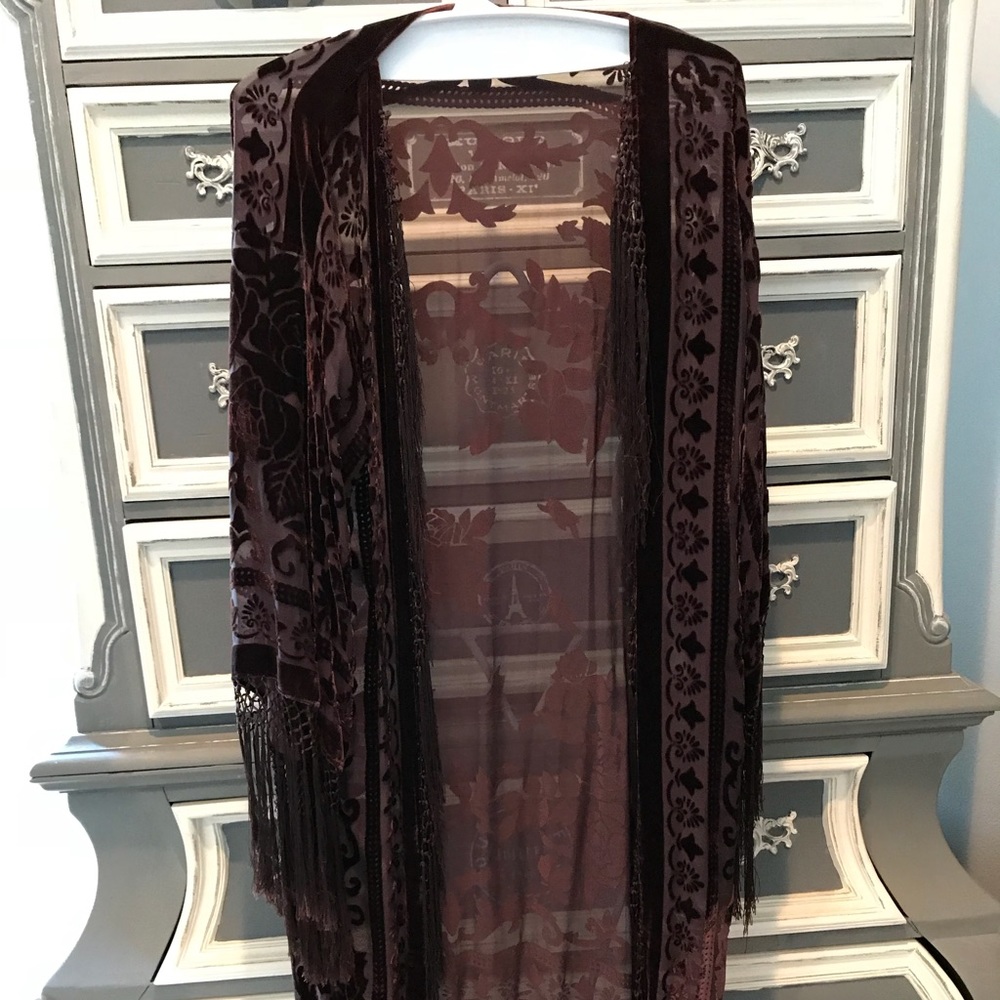 Brown With Velvet Holiday Duster