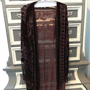 Brown With Velvet Holiday Duster