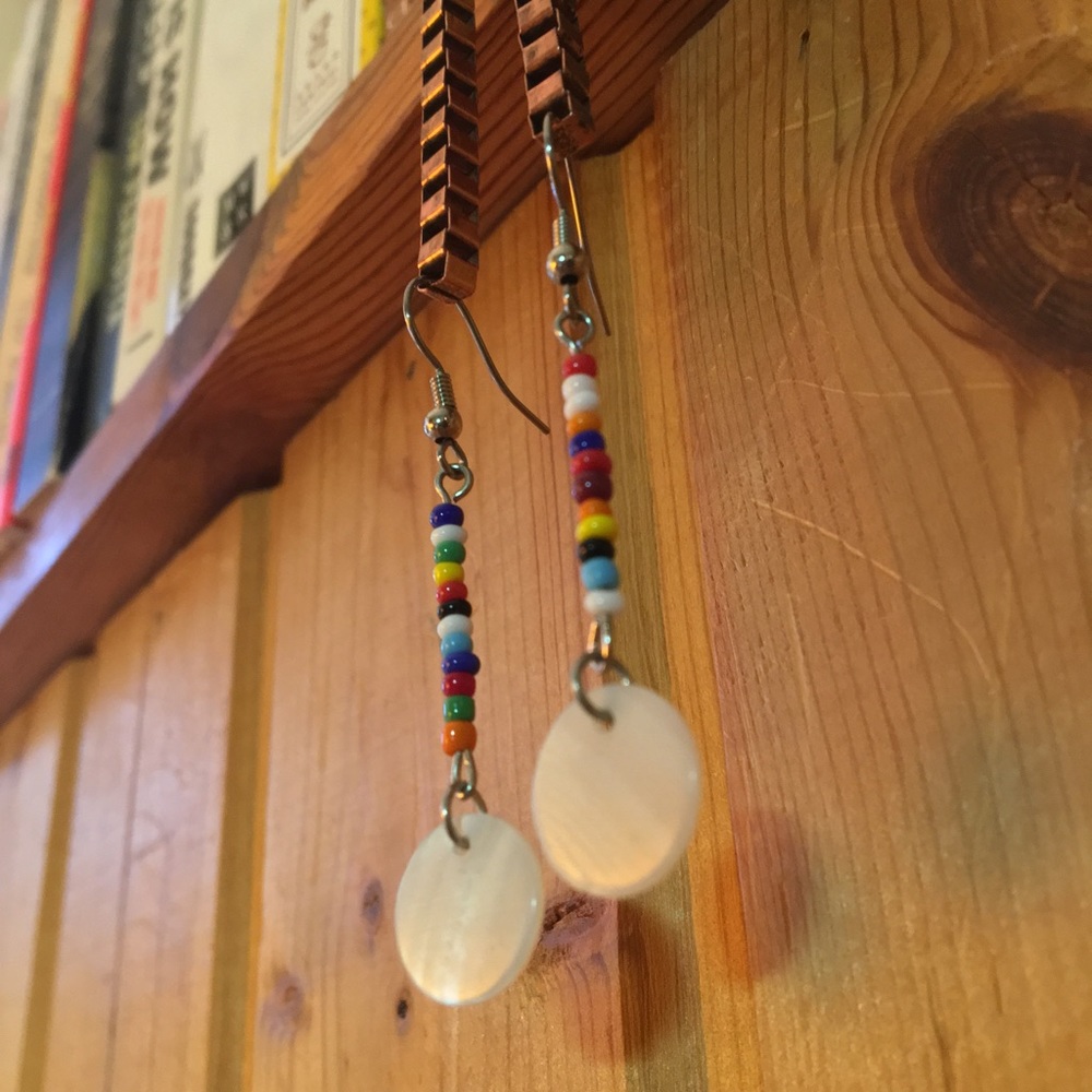 Handmade Pride Beads & Shell Earrings - Picture 4 of 5