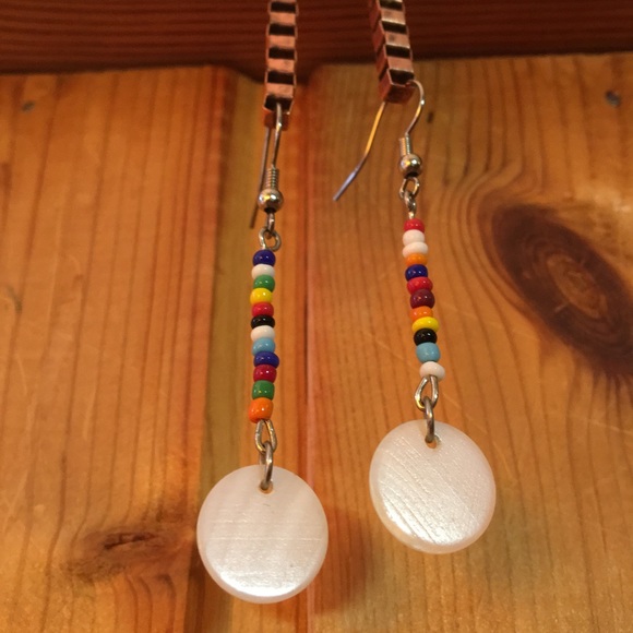 Handmade Pride Beads & Shell Earrings - Picture 2 of 5