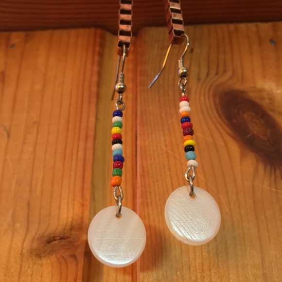 Handmade Pride Beads & Shell Earrings - Picture 3 of 5