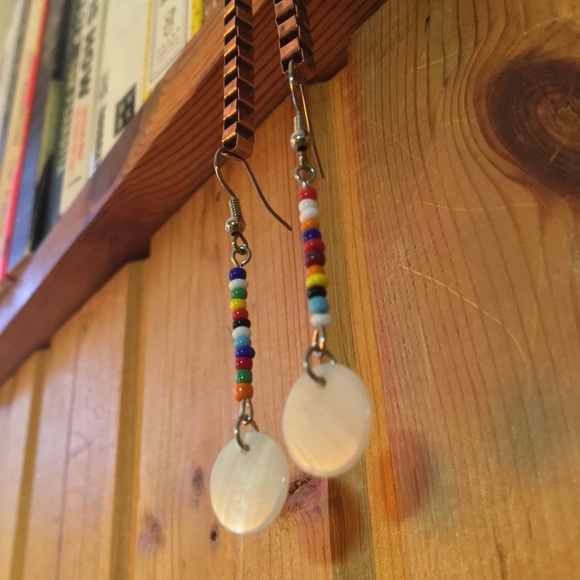 Handmade Pride Beads & Shell Earrings - Picture 4 of 5