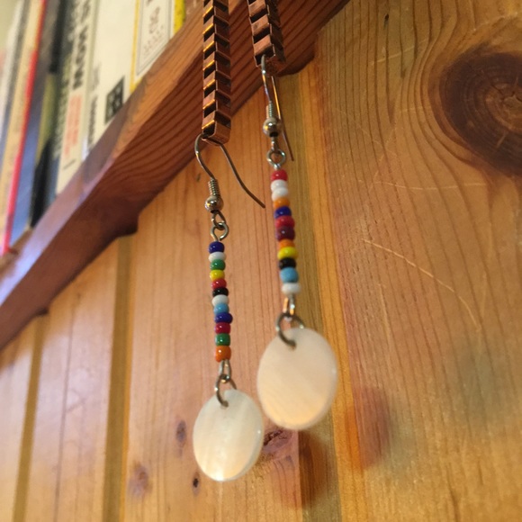 Handmade Pride Beads & Shell Earrings - Picture 5 of 5