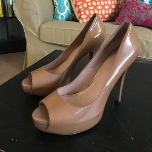 Vince Camuto Tan Peep Toe Heels