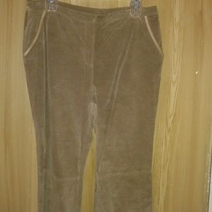 Suede pants with leather trim