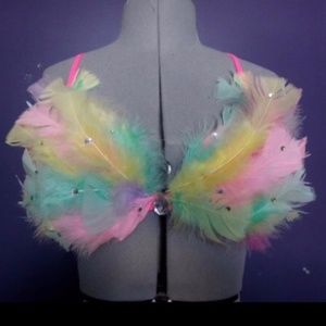 Handmade Neon Feather Rave Bra