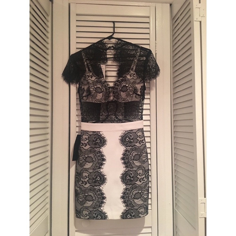 Black & White Bebe Lace Dress