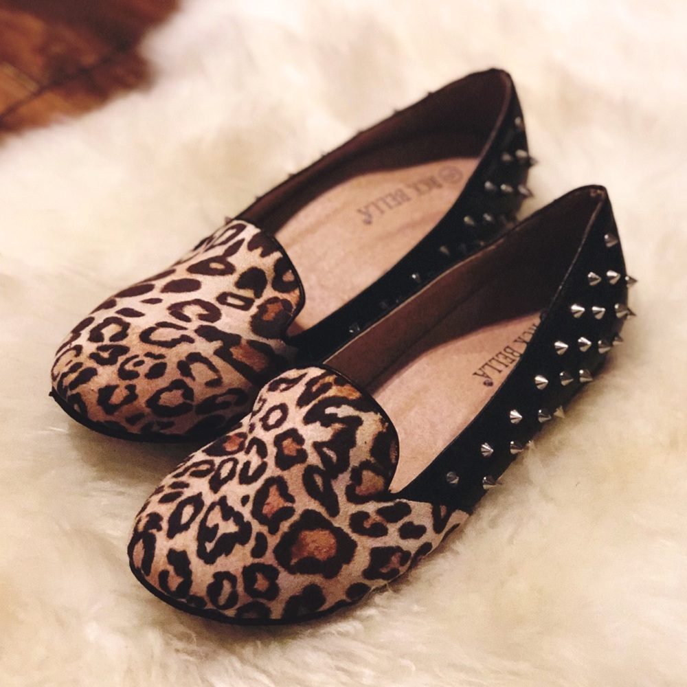 🐆Leopard Studded Spike Loafer Flats👞